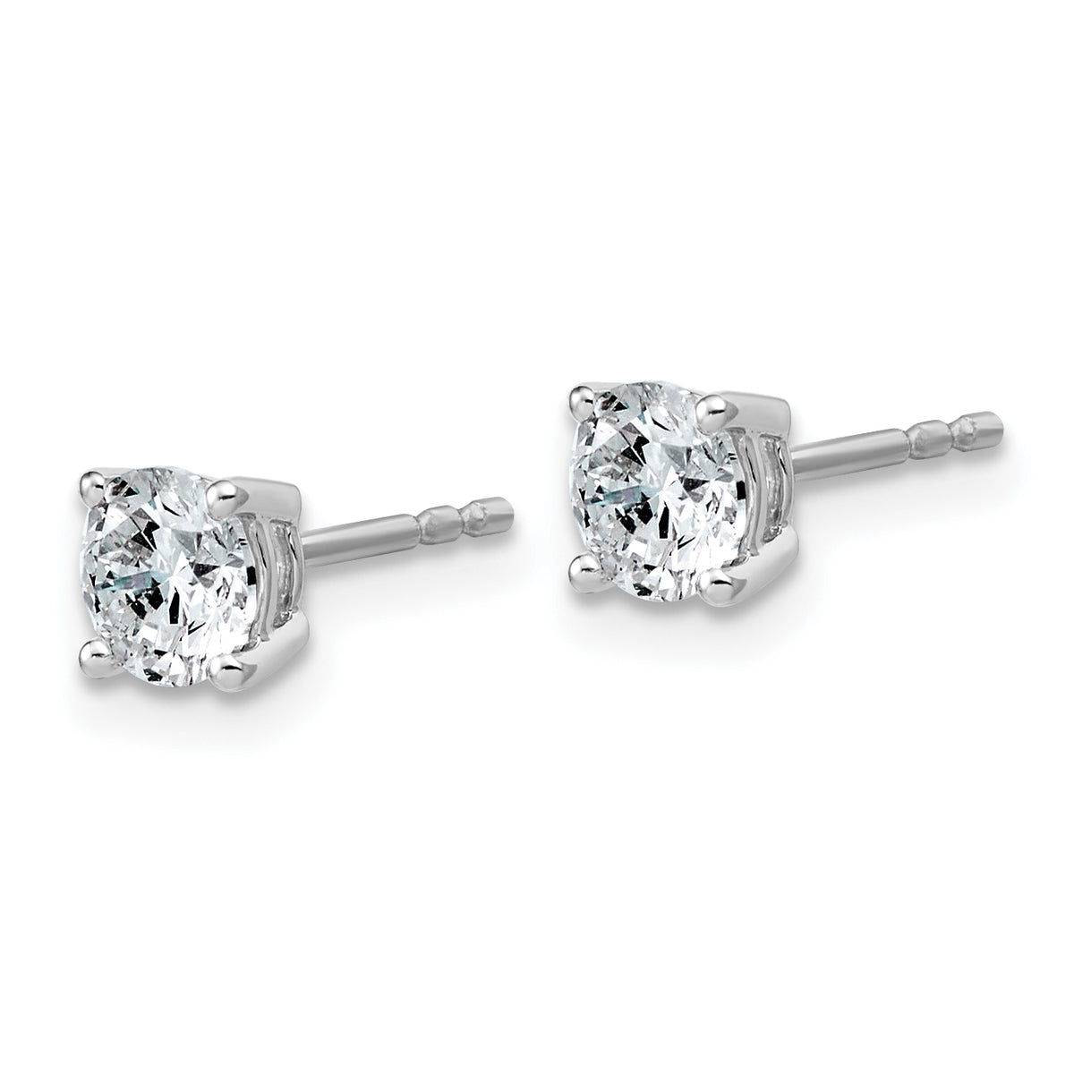 Lab Grown Diamond Gold 4-Prong Lightweight Solitaire Earrings - 10k White Gold / 1 ctw. / VS+ F+
