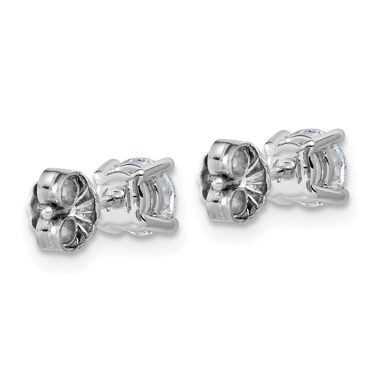Lab Grown Diamond Gold 4-Prong Lightweight Solitaire Earrings - 10k White Gold / 1 ctw. / VS+ F+