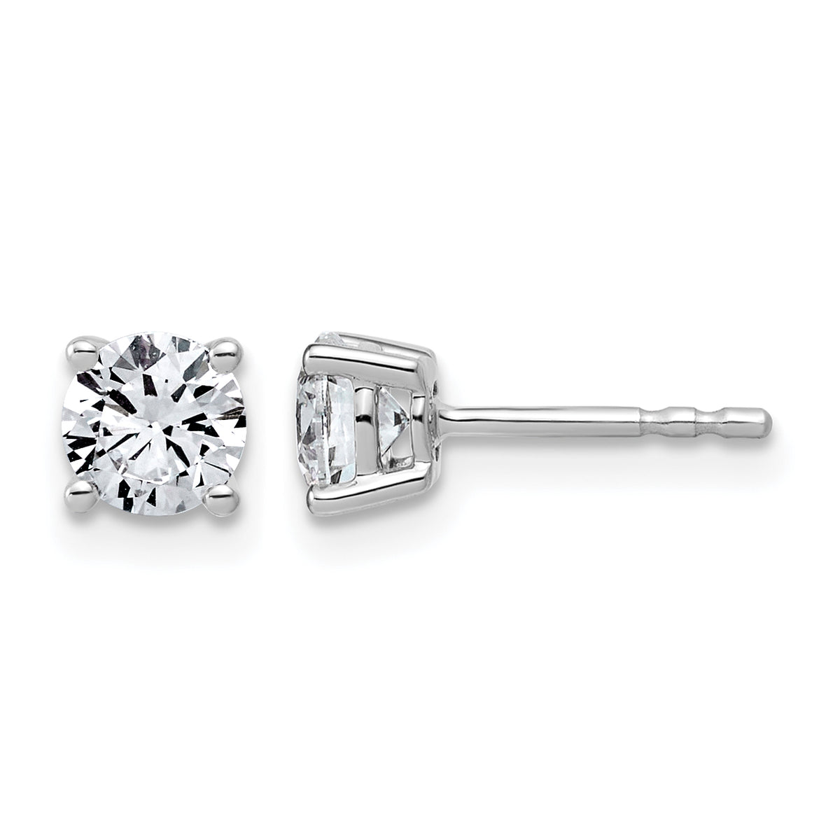 Lab Grown Diamond Gold 4-Prong Lightweight Solitaire Earrings - 10k White Gold / 1 ctw. / VS+ F+