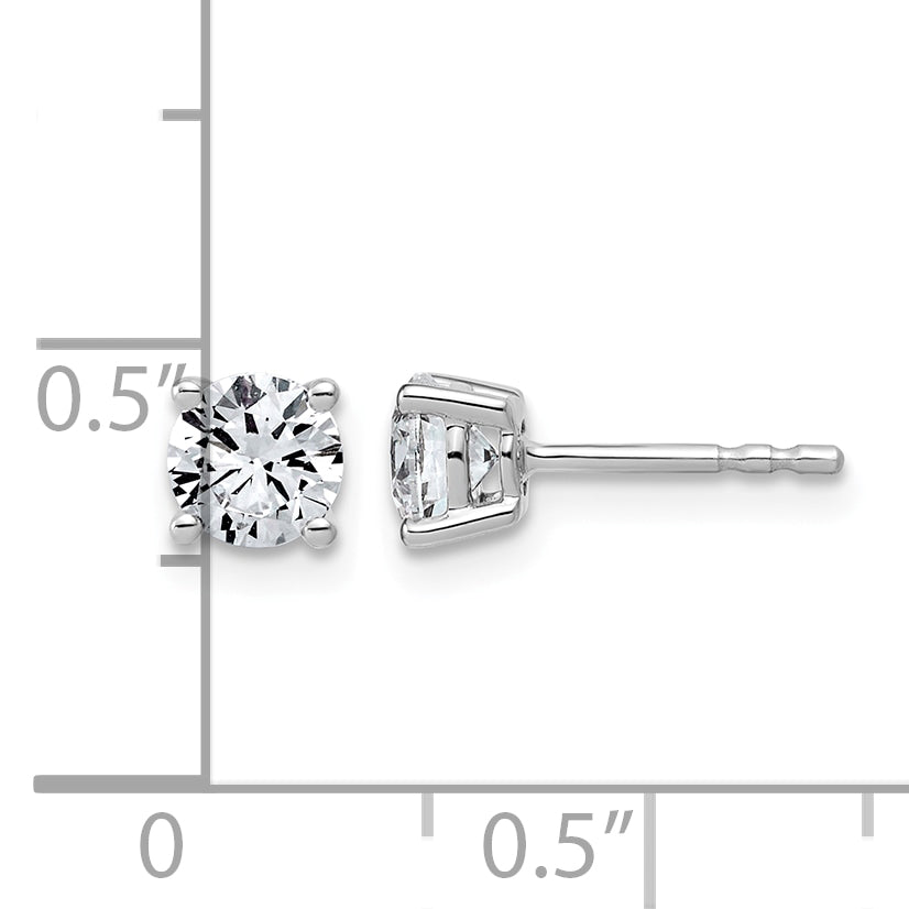 Lab Grown Diamond Gold 4-Prong Lightweight Solitaire Earrings - 14k White Gold / 1 ctw. / VS+ F+