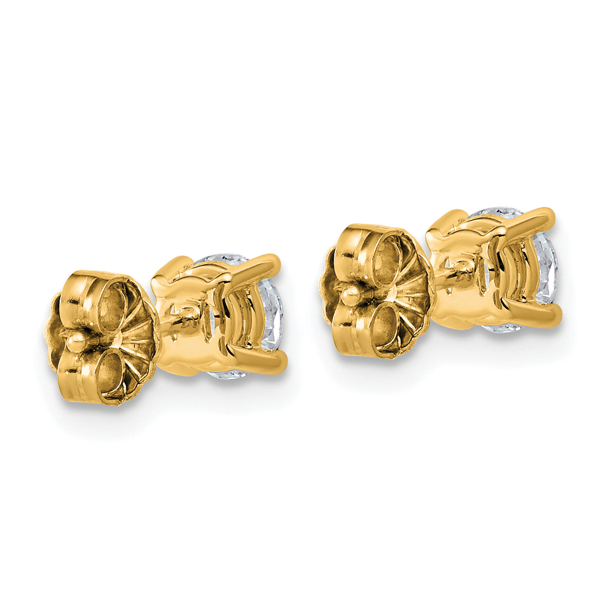 Lab Grown Diamond Gold 4-Prong Lightweight Solitaire Earrings - 14k Yellow Gold / 1 ctw. / VS+ F+
