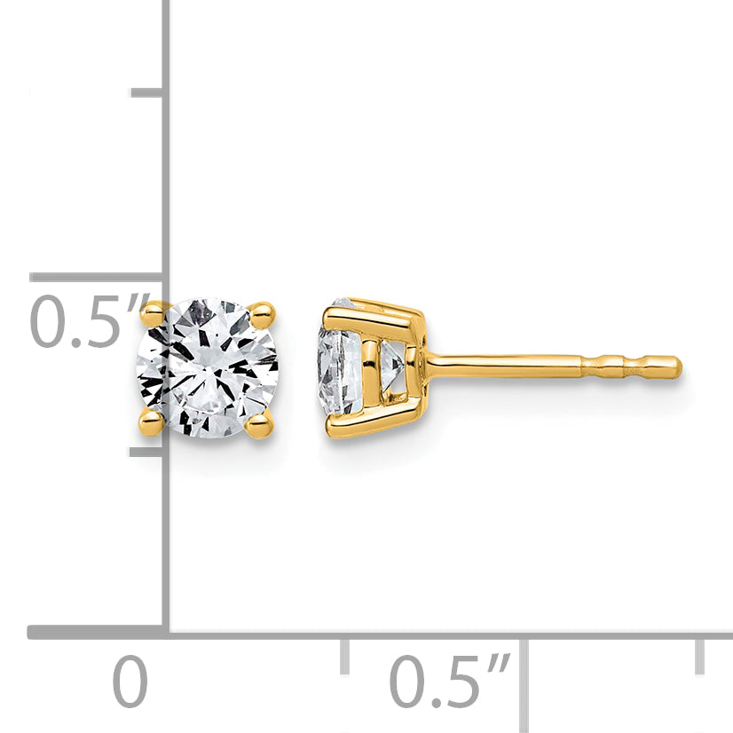 Lab Grown Diamond Gold 4-Prong Lightweight Solitaire Earrings - 14k Yellow Gold / 1 ctw. / VS+ F+
