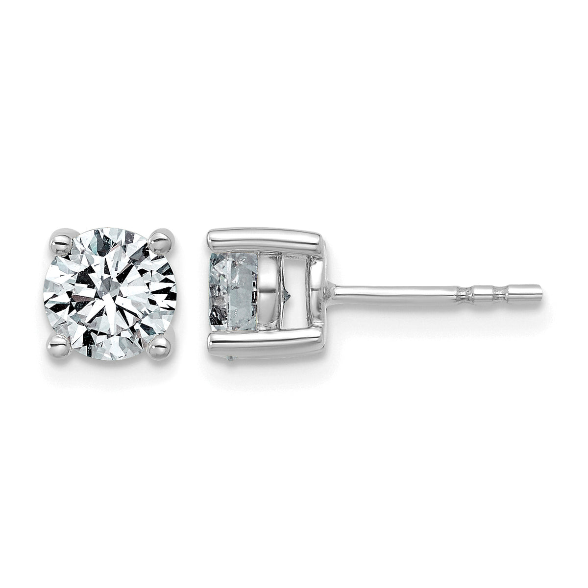 Lab Grown Diamond Gold 4-Prong Lightweight Solitaire Earrings - 10k White Gold / 1-1/2 ctw. / VS+ F+