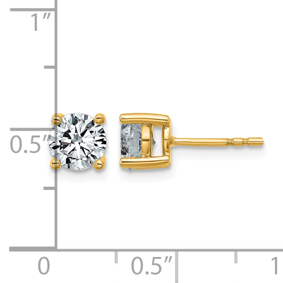 Lab Grown Diamond Gold 4-Prong Lightweight Solitaire Earrings - 10k Yellow Gold / 1-1/2 ctw. / VS+ F+