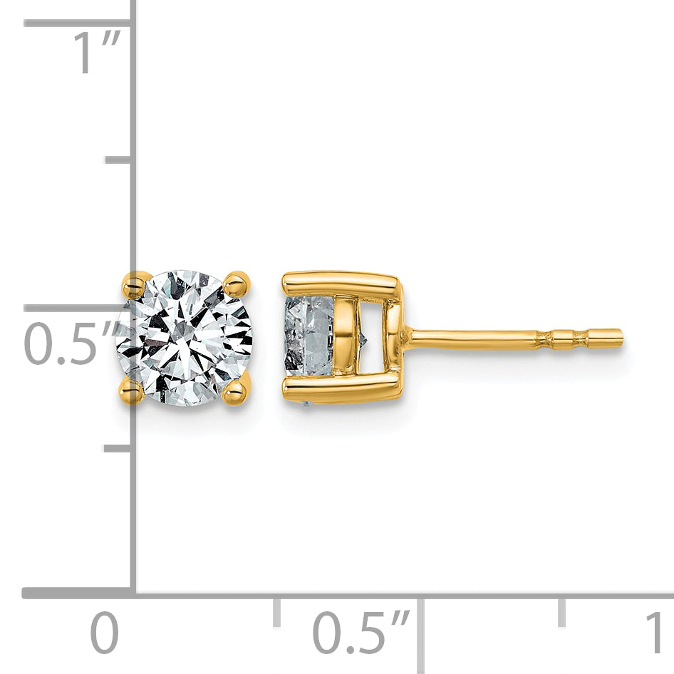 Lab Grown Diamond Gold 4-Prong Lightweight Solitaire Earrings - 14k Yellow Gold / 1-1/2 ctw. / VS/SI+ G+