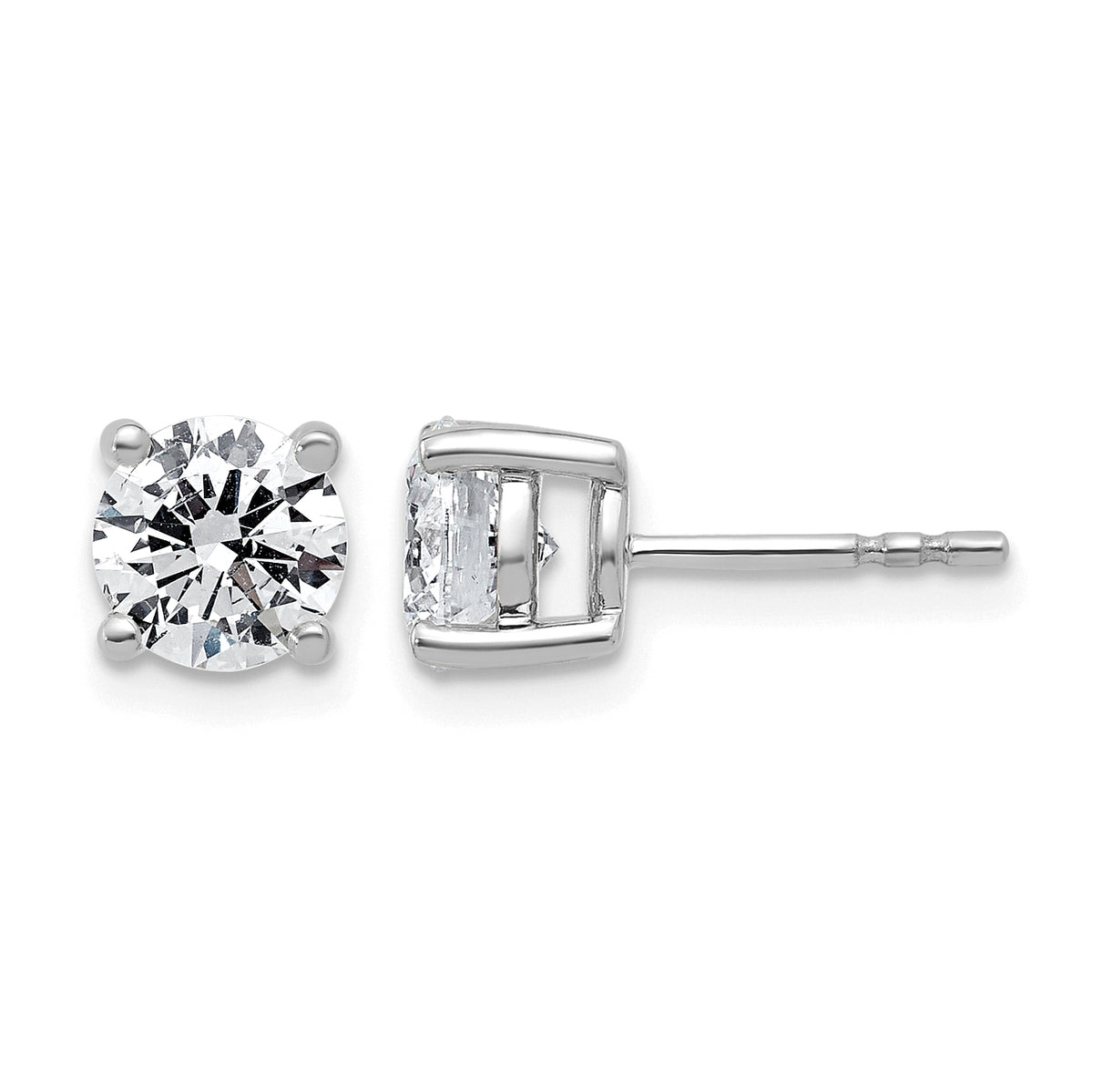 Lab Grown Diamond Gold 4-Prong Lightweight Solitaire Earrings - 10k White Gold / 2 ctw. / VS+ F+
