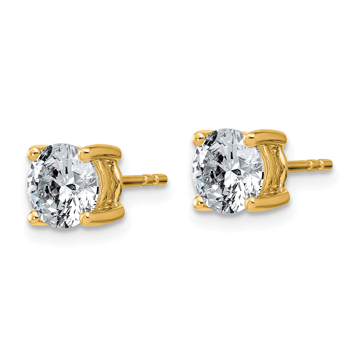 Lab Grown Diamond Gold 4-Prong Lightweight Solitaire Earrings - 10k Yellow Gold / 2 ctw. / VS+ F+