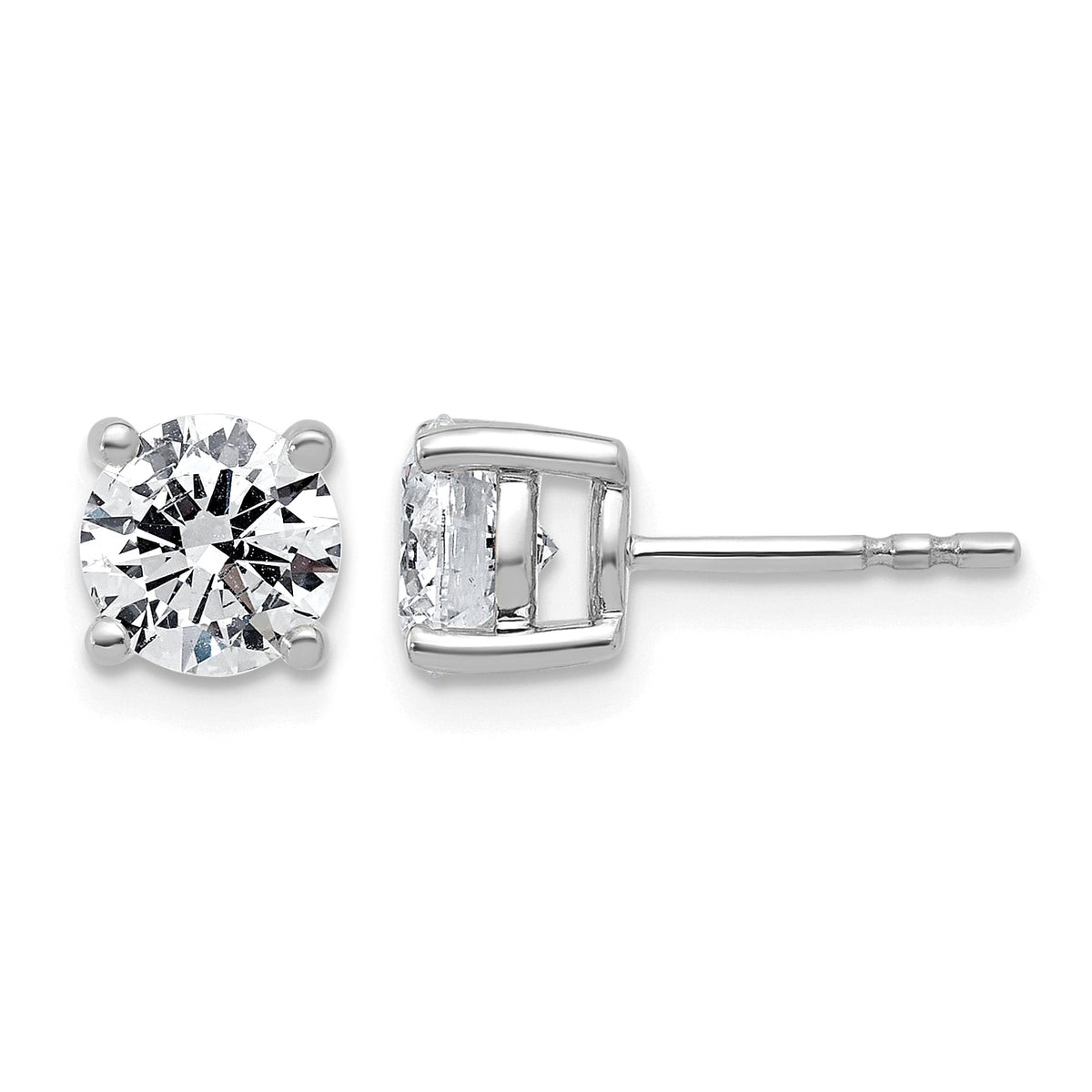 Lab Grown Diamond Gold 4-Prong Lightweight Solitaire Earrings - 14k White Gold / 2 ctw. / VS/SI+ G+