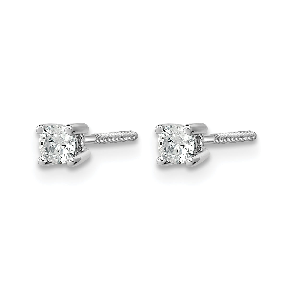 Round Lab Grown Diamond 4-Prong Studs with Screw Backs - 14k White Gold / 1/5 ctw. / VS+ F+