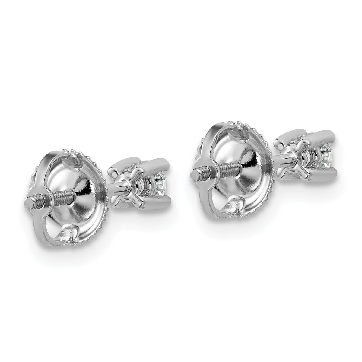 Round Lab Grown Diamond 4-Prong Studs with Screw Backs - 14k White Gold / 1/5 ctw. / VS+ F+