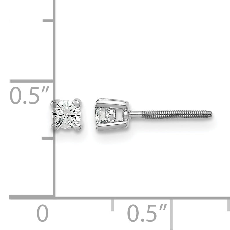 Round Lab Grown Diamond 4-Prong Studs with Screw Backs - 14k White Gold / 1/5 ctw. / VS+ F+