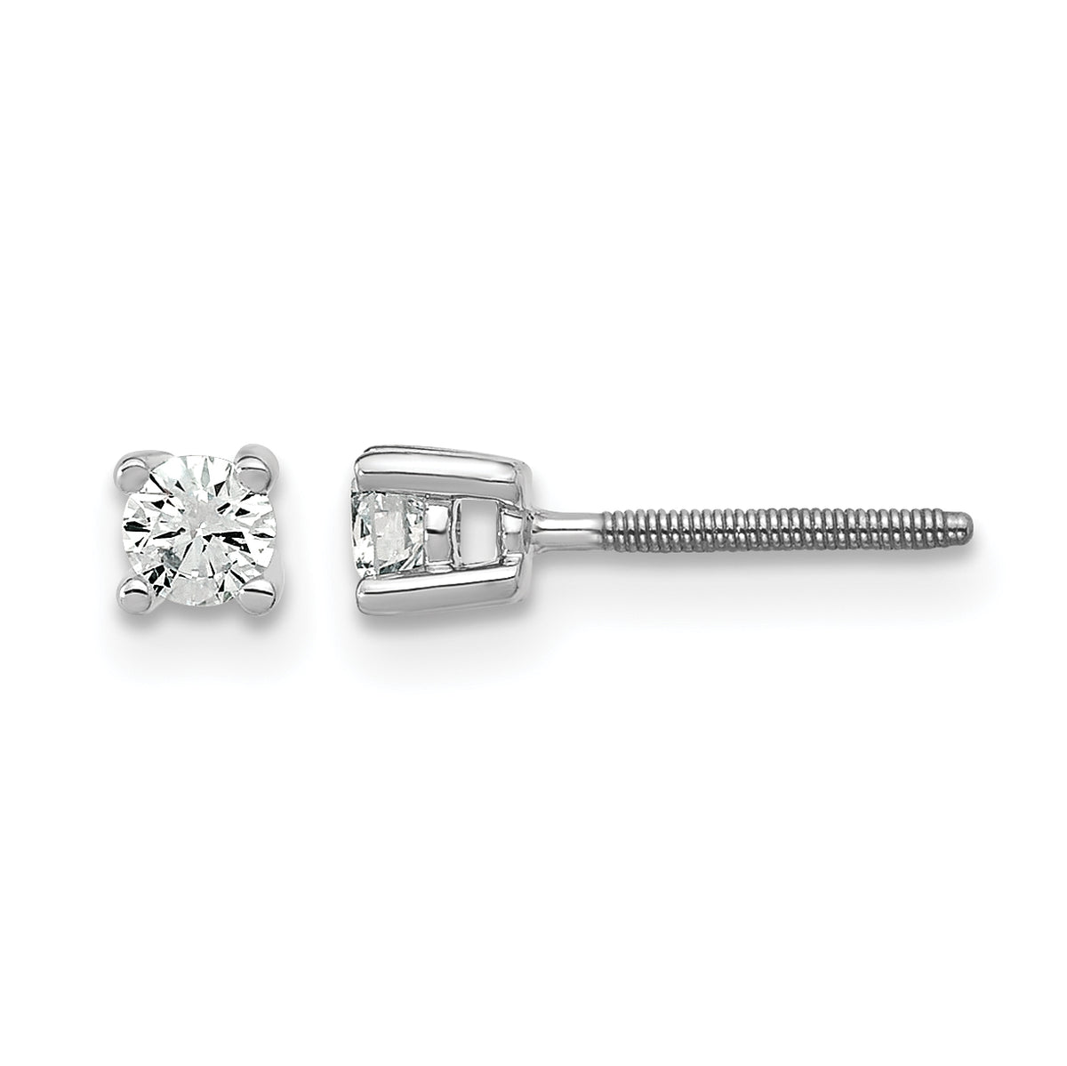 Round Lab Grown Diamond 4-Prong Studs with Screw Backs - 14k White Gold / 1/5 ctw. / VS+ F+#14k White Gold_1/5 ctw.