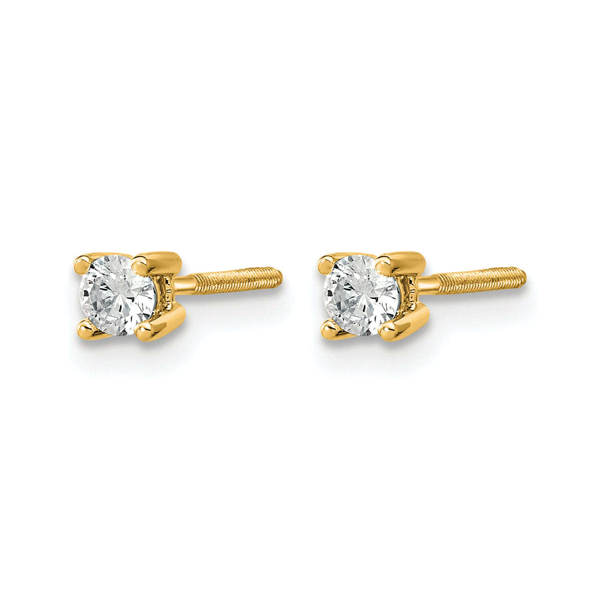 Round Lab Grown Diamond 4-Prong Studs with Screw Backs - 14k Yellow Gold / 1/5 ctw. / VS+ F+