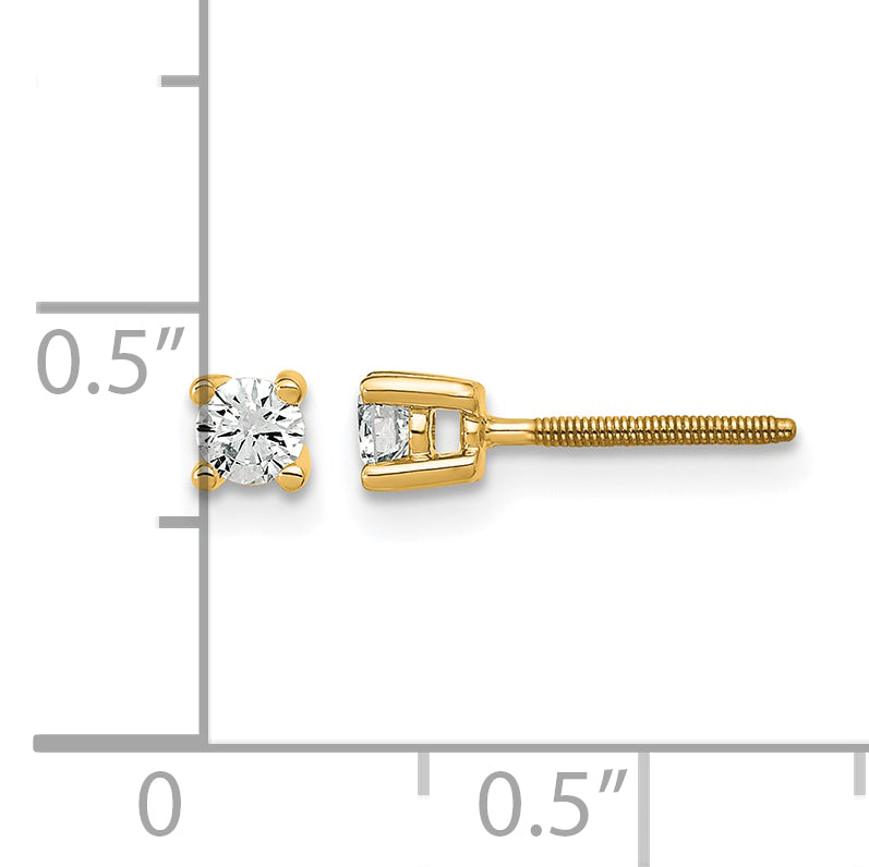 Round Lab Grown Diamond 4-Prong Studs with Screw Backs - 14k Yellow Gold / 1/5 ctw. / VS+ F+