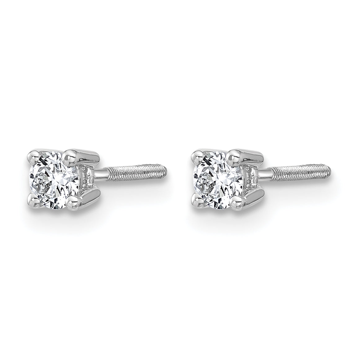 Round Lab Grown Diamond 4-Prong Studs with Screw Backs - 14k White Gold / 1/4 ctw. / VS+ F+