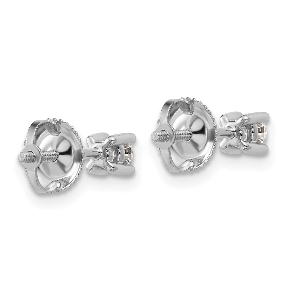 Round Lab Grown Diamond 4-Prong Studs with Screw Backs - 14k White Gold / 1/4 ctw. / VS+ F+