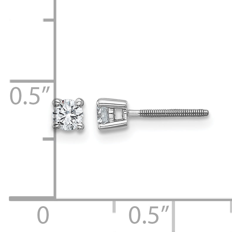 Round Lab Grown Diamond 4-Prong Studs with Screw Backs - 14k White Gold / 1/4 ctw. / VS+ F+