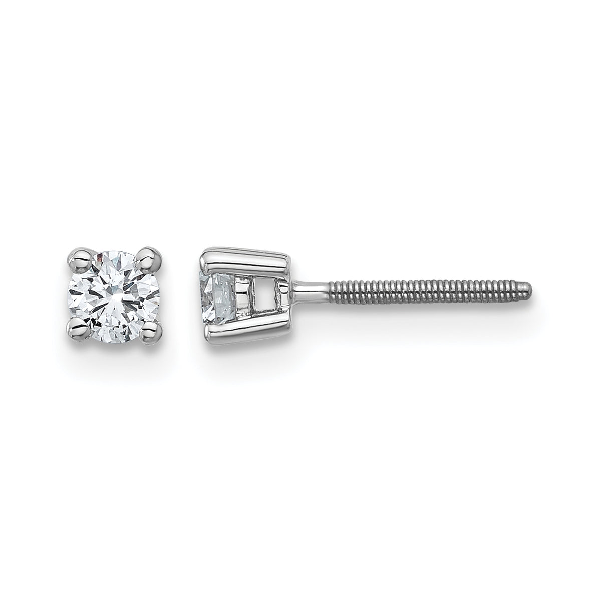 Round Lab Grown Diamond 4-Prong Studs with Screw Backs - 14k White Gold / 1/4 ctw. / VS+ F+