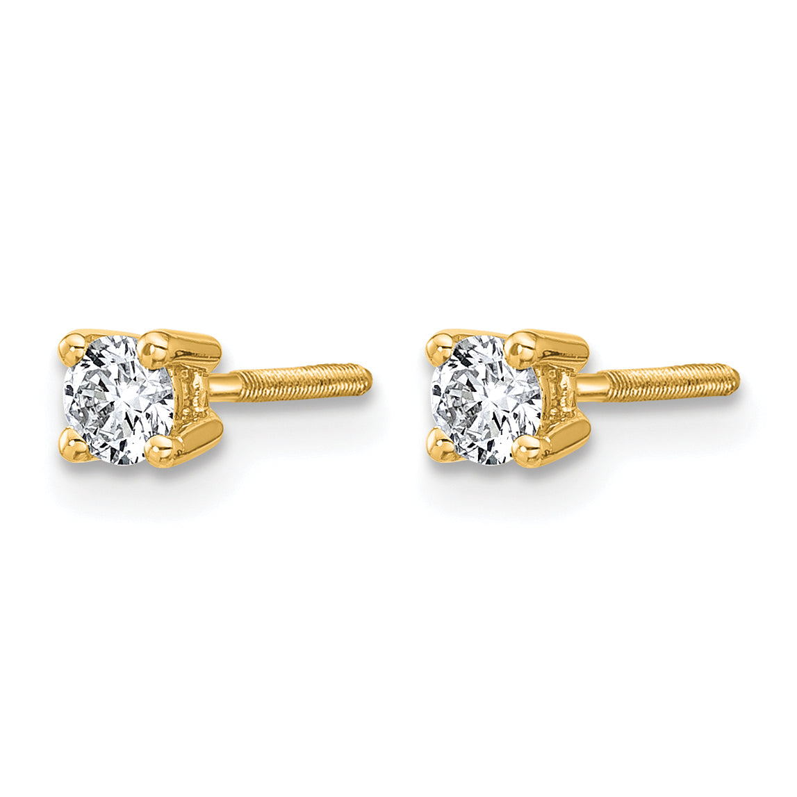Round Lab Grown Diamond 4-Prong Studs with Screw Backs - 14k Yellow Gold / 1/4 ctw. / VS+ F+