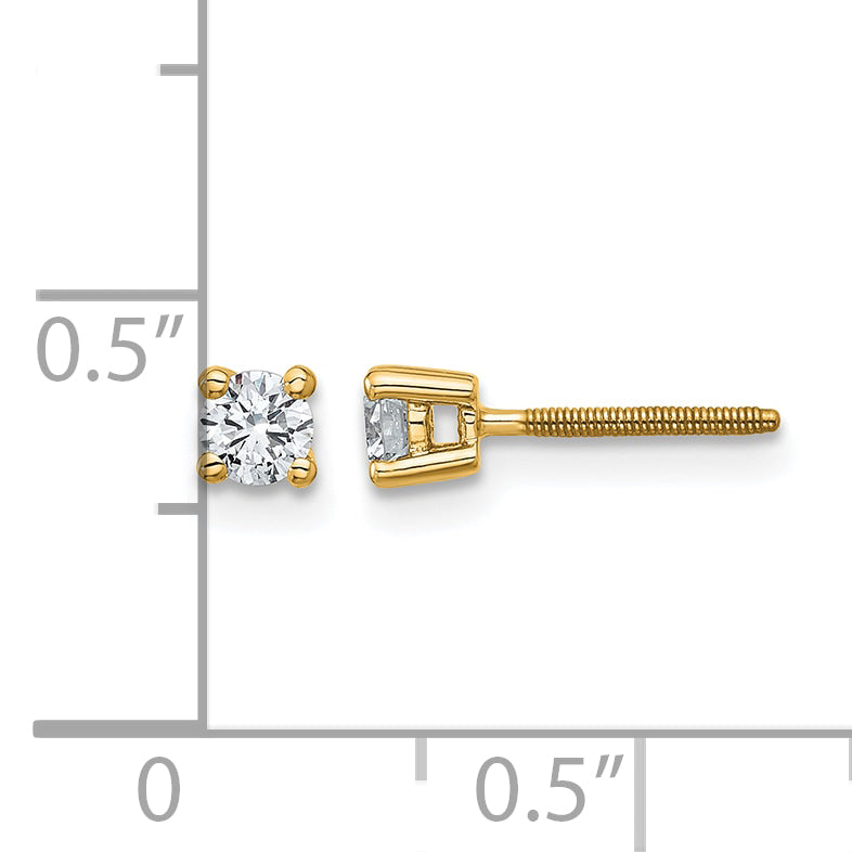 Round Lab Grown Diamond 4-Prong Studs with Screw Backs - 14k Yellow Gold / 1/4 ctw. / VS+ F+