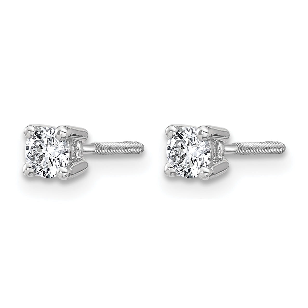 Round Lab Grown Diamond 4-Prong Studs with Screw Backs - 14k White Gold / 1/3 ctw. / VS+ F+