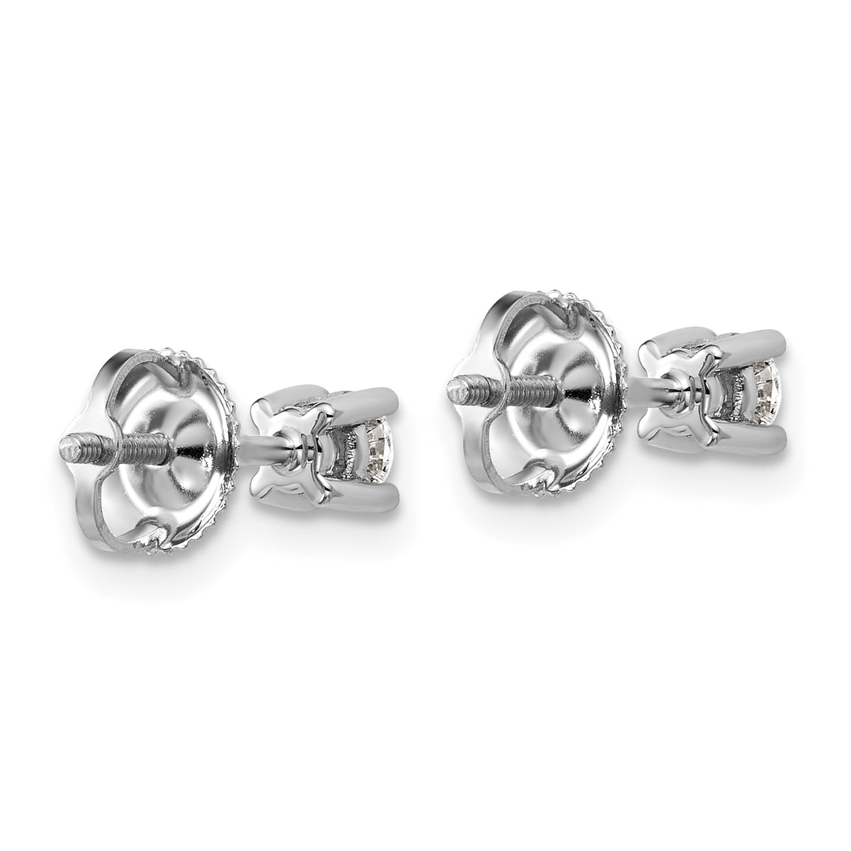 Round Lab Grown Diamond 4-Prong Studs with Screw Backs - 14k White Gold / 1/3 ctw. / VS+ F+