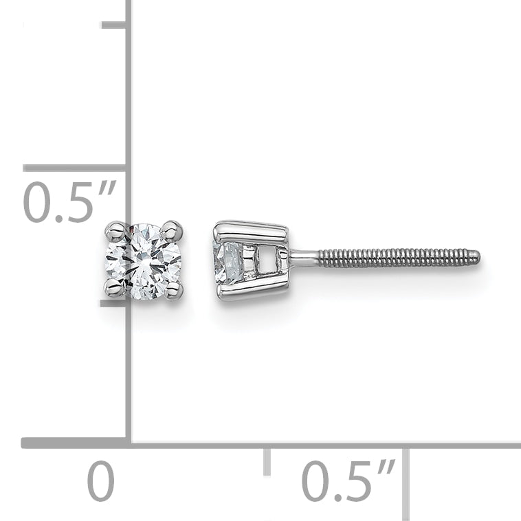 Round Lab Grown Diamond 4-Prong Studs with Screw Backs - 14k White Gold / 1/3 ctw. / VS+ F+