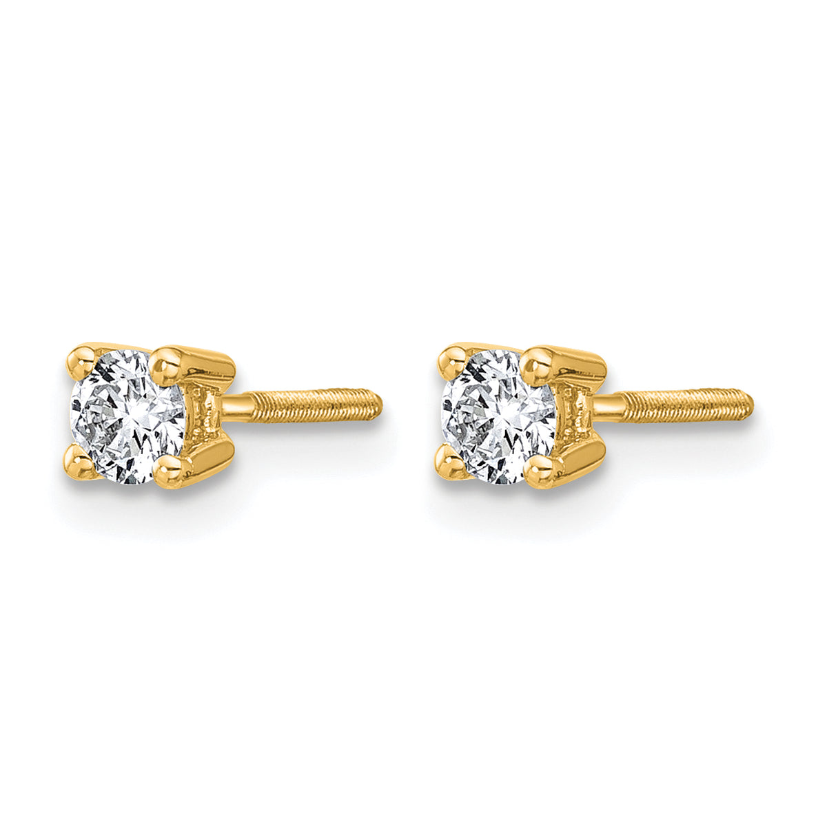 Round Lab Grown Diamond 4-Prong Studs with Screw Backs - 14k Yellow Gold / 1/3 ctw. / VS+ F+