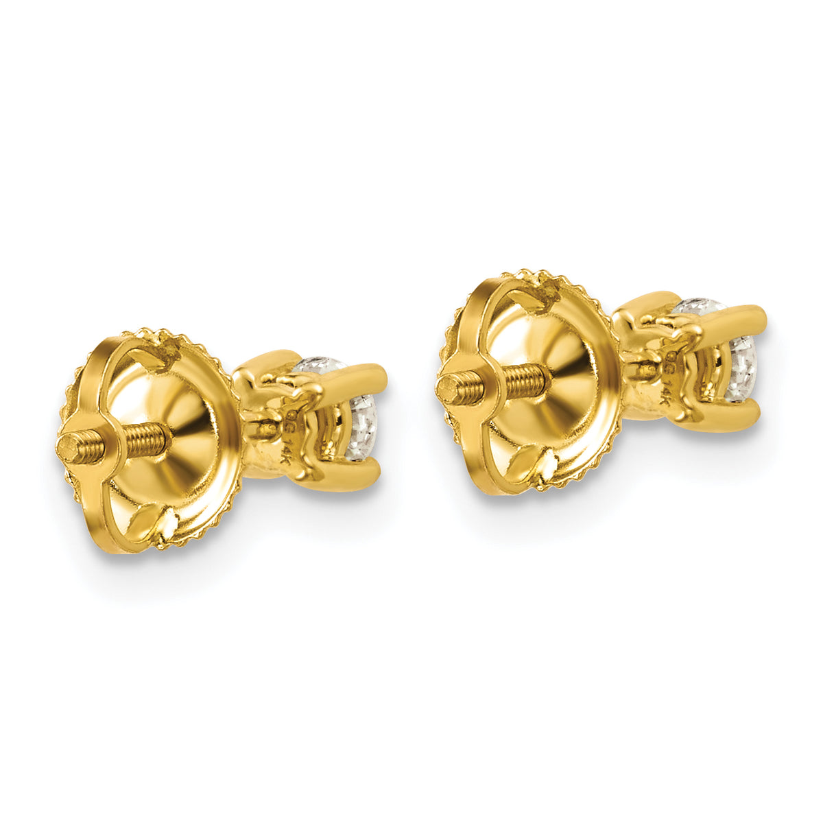 Round Lab Grown Diamond 4-Prong Studs with Screw Backs - 14k Yellow Gold / 1/3 ctw. / VS+ F+