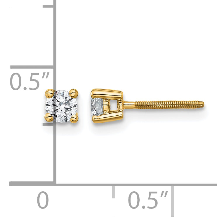 Round Lab Grown Diamond 4-Prong Studs with Screw Backs - 14k Yellow Gold / 1/3 ctw. / VS+ F+
