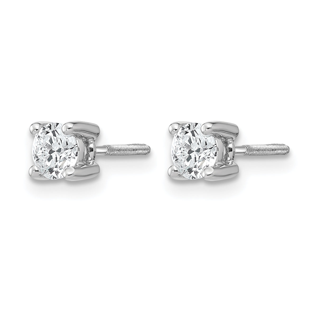Round Lab Grown Diamond 4-Prong Studs with Screw Backs - 14k White Gold / 1/2 ctw. / VS+ F+