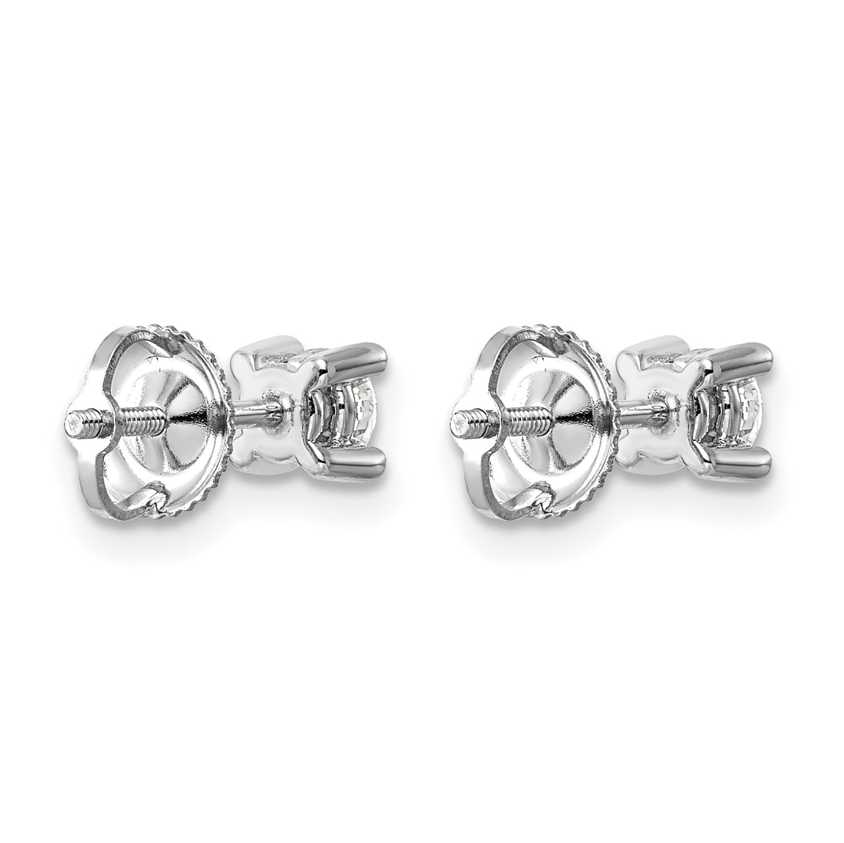 Round Lab Grown Diamond 4-Prong Studs with Screw Backs - 14k White Gold / 1/2 ctw. / VS+ F+