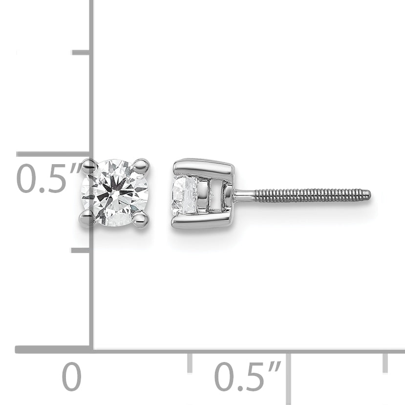 Round Lab Grown Diamond 4-Prong Studs with Screw Backs - 14k White Gold / 1/2 ctw. / VS+ F+
