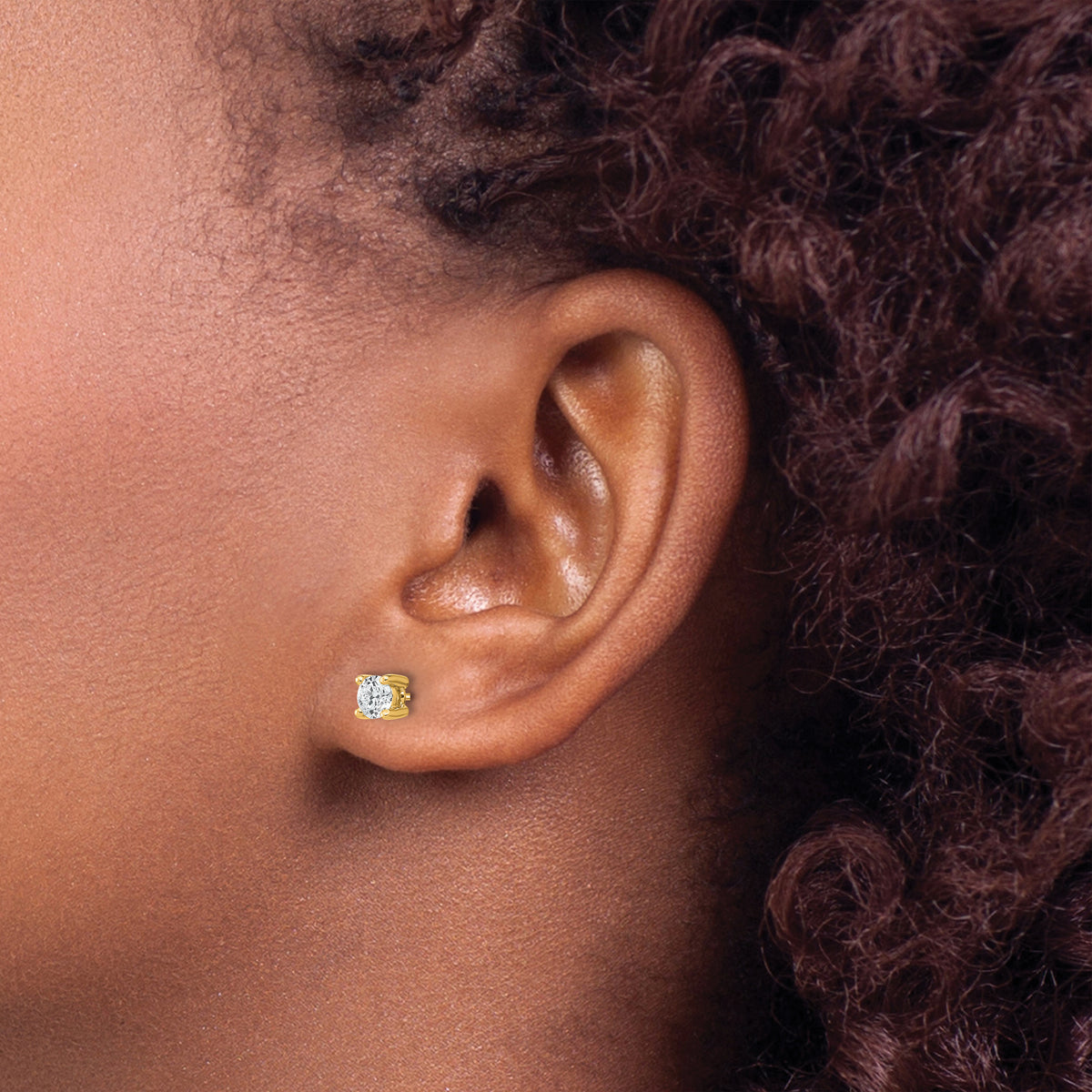 Round Lab Grown Diamond 4-Prong Studs with Screw Backs - 14k Yellow Gold / 1/2 ctw. / VS+ F+