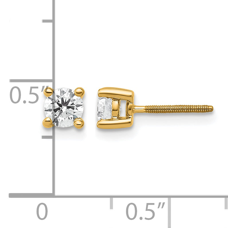 Round Lab Grown Diamond 4-Prong Studs with Screw Backs - 14k Yellow Gold / 1/2 ctw. / VS+ F+