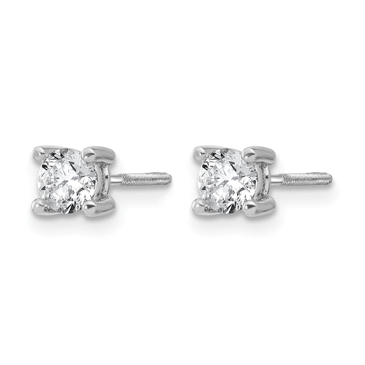 Round Lab Grown Diamond 4-Prong Studs with Screw Backs - 14k White Gold / 2/3 ctw. / VS/SI+ G+