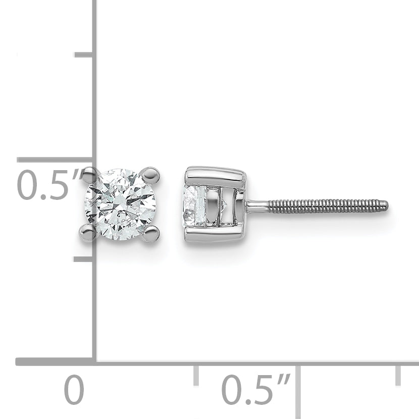 Round Lab Grown Diamond 4-Prong Studs with Screw Backs - 14k White Gold / 2/3 ctw. / VS/SI+ G+