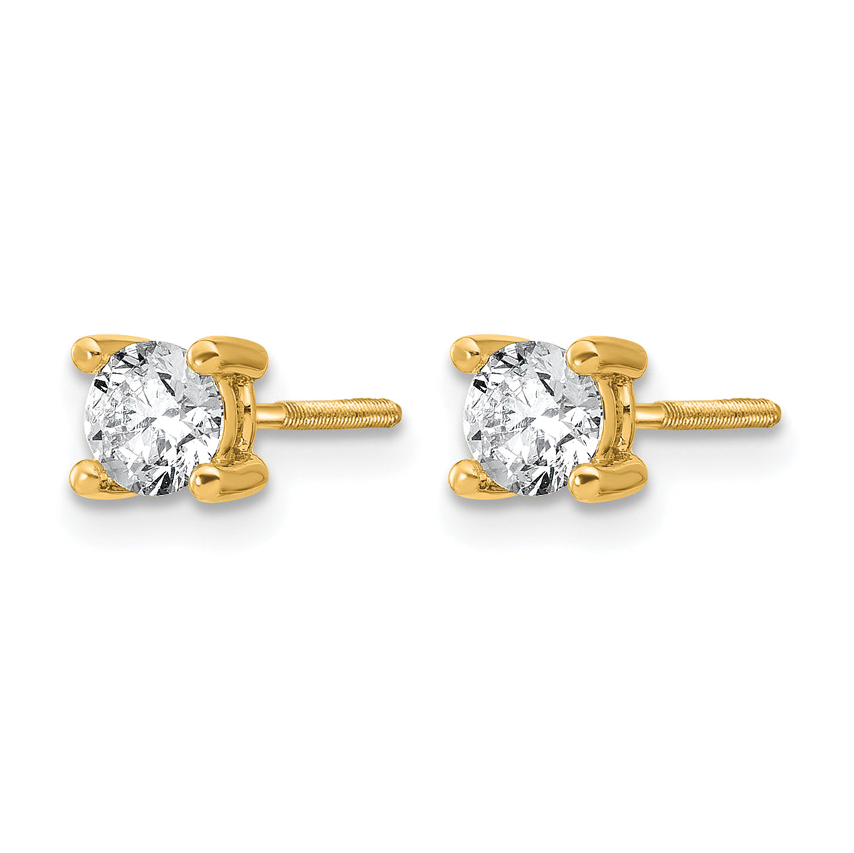 Round Lab Grown Diamond 4-Prong Studs with Screw Backs - 14k Yellow Gold / 2/3 ctw. / VS+ F+ Certified