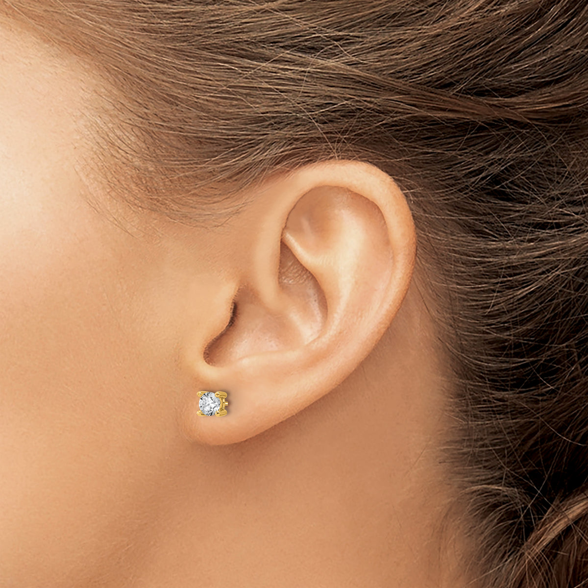 Round Lab Grown Diamond 4-Prong Studs with Screw Backs - 14k Yellow Gold / 2/3 ctw. / VS+ F+ Certified