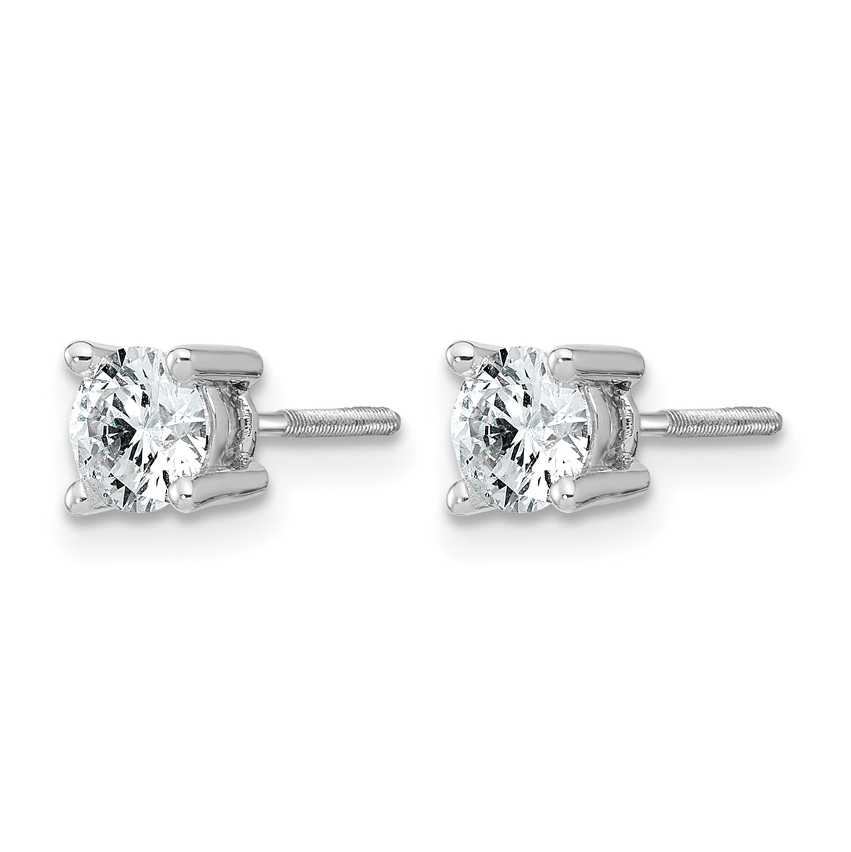 Round Lab Grown Diamond 4-Prong Studs with Screw Backs - 14k White Gold / 2/3 ctw. / VS+ F+