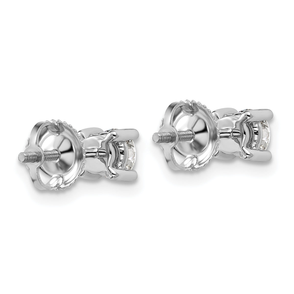 Round Lab Grown Diamond 4-Prong Studs with Screw Backs - 14k White Gold / 2/3 ctw. / VS+ F+ Certified
