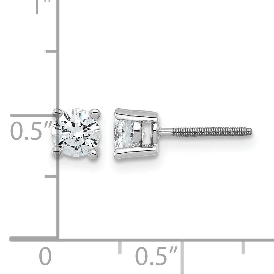 Round Lab Grown Diamond 4-Prong Studs with Screw Backs - 14k White Gold / 2/3 ctw. / VS+ F+ Certified