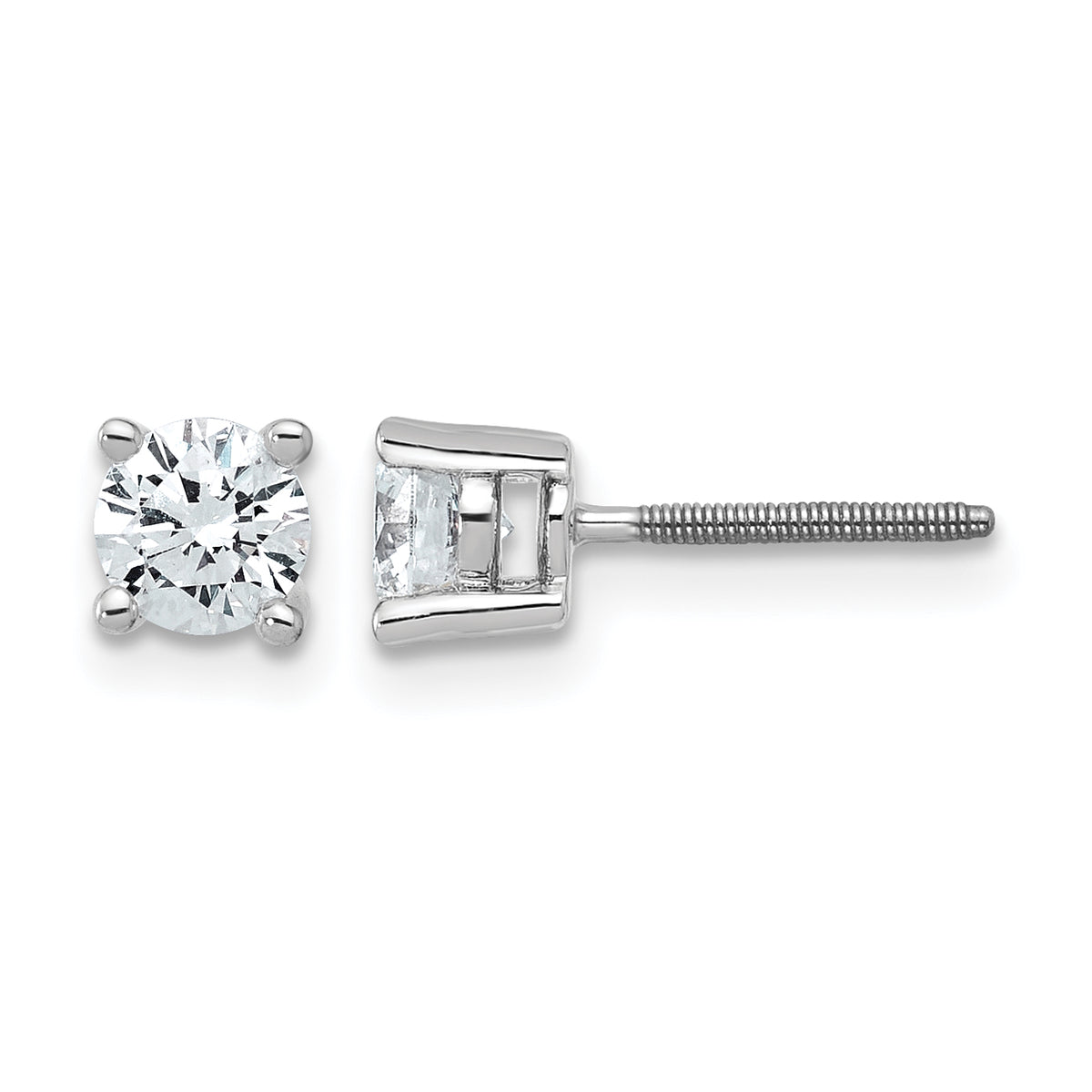 Round Lab Grown Diamond 4-Prong Studs with Screw Backs - 14k White Gold / 2/3 ctw. / VS/SI+ G+ Certified