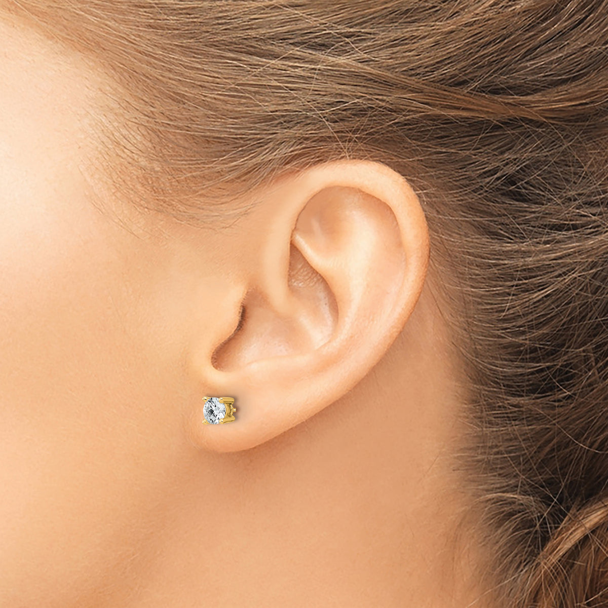 Round Lab Grown Diamond 4-Prong Studs with Screw Backs - 14k Yellow Gold / 2/3 ctw. / VS/SI+ G+ Certified