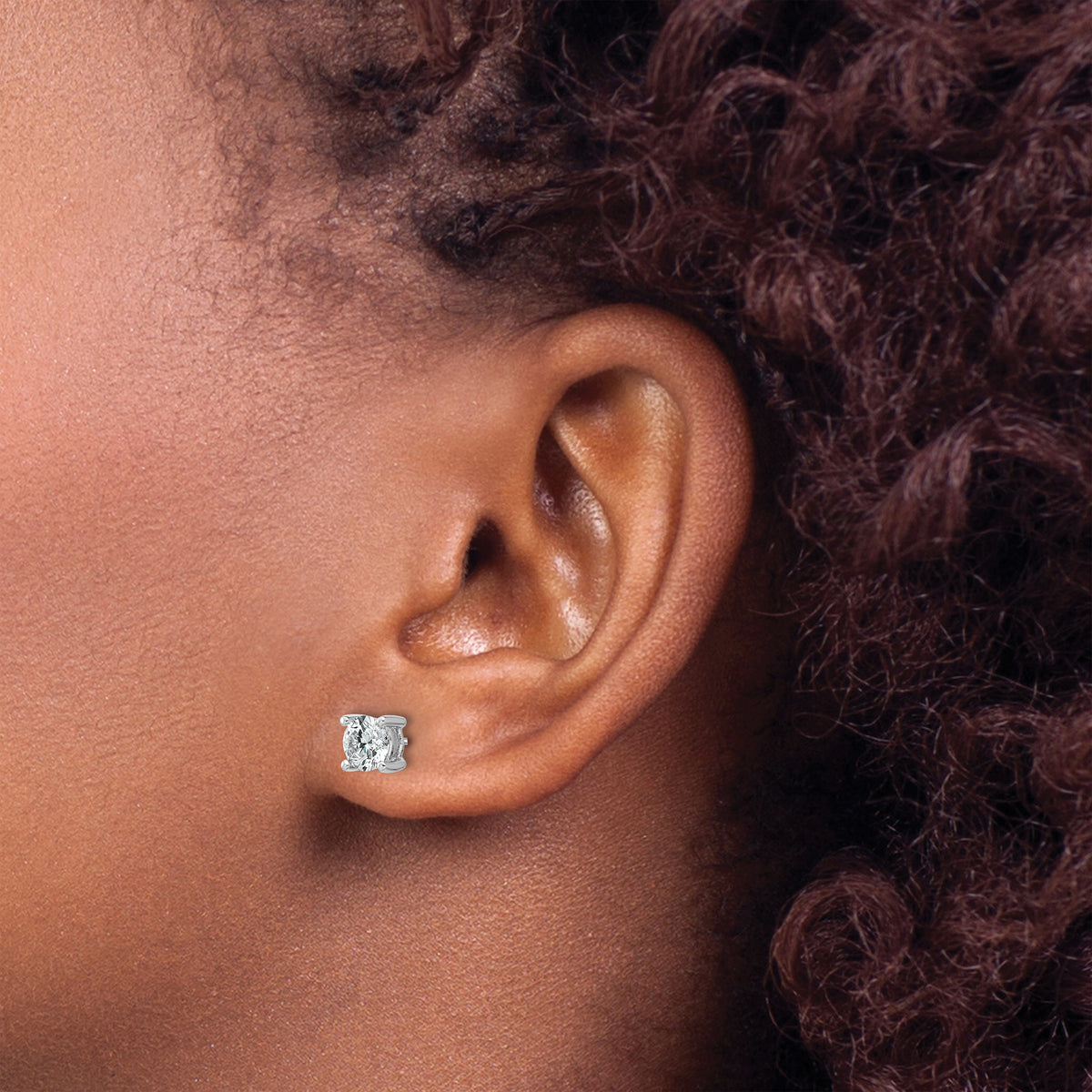 Round Lab Grown Diamond 4-Prong Studs with Screw Backs - 14k White Gold / 1 ctw. / VS/SI+ G+