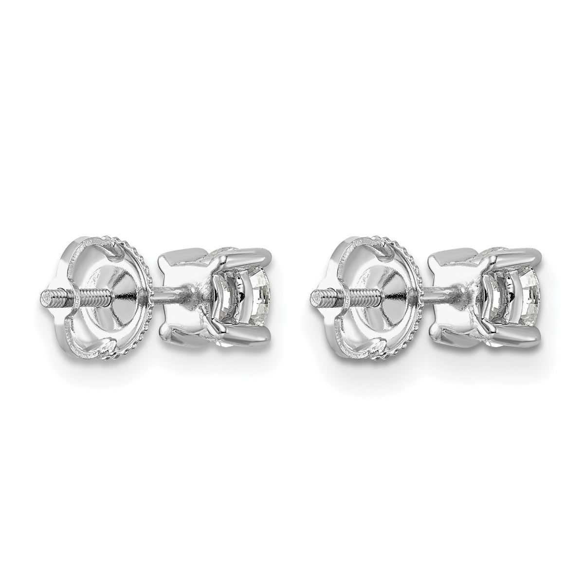 Round Lab Grown Diamond 4-Prong Studs with Screw Backs - 14k White Gold / 1 ctw. / VS/SI+ G+ Certified