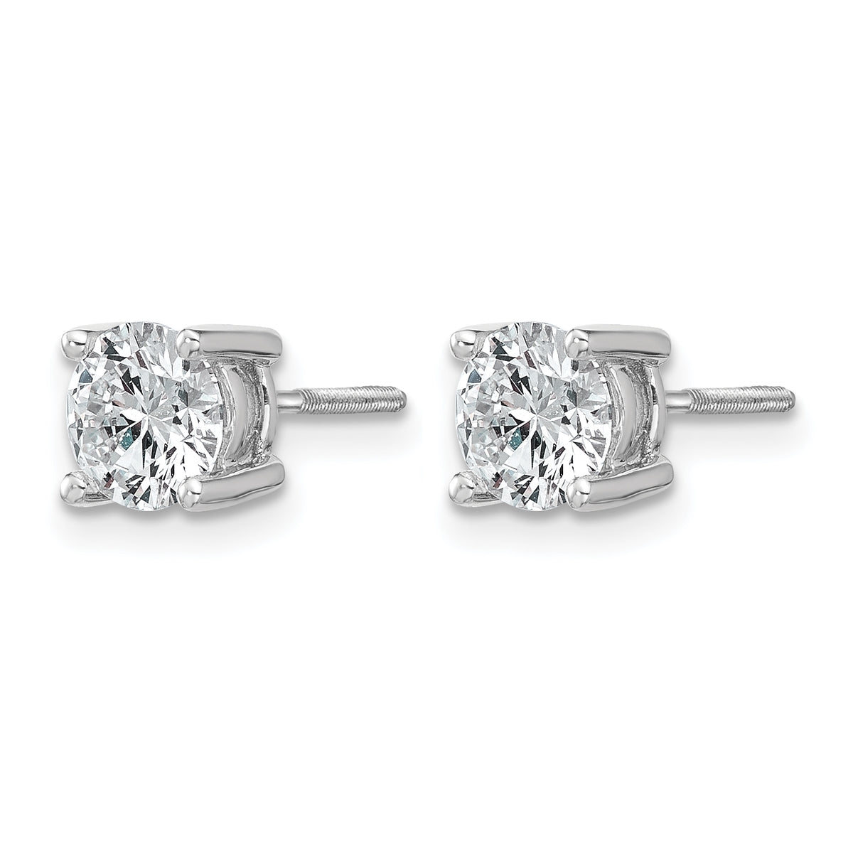 Round Lab Grown Diamond 4-Prong Studs with Screw Backs - 14k White Gold / 1 ctw. / VS+ F+ Certified