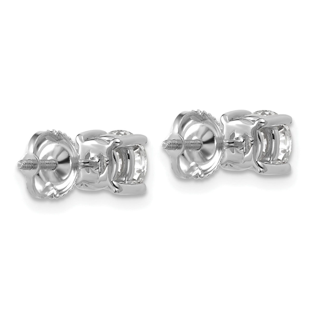 Round Lab Grown Diamond 4-Prong Studs with Screw Backs - 14k White Gold / 1 ctw. / VS+ F+