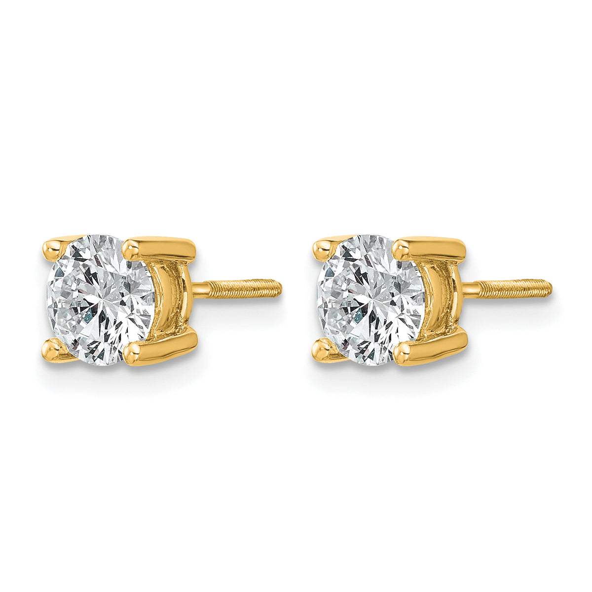 Round Lab Grown Diamond 4-Prong Studs with Screw Backs - 14k Yellow Gold / 1-1/2 ctw. / VS/SI+ G+ Certified