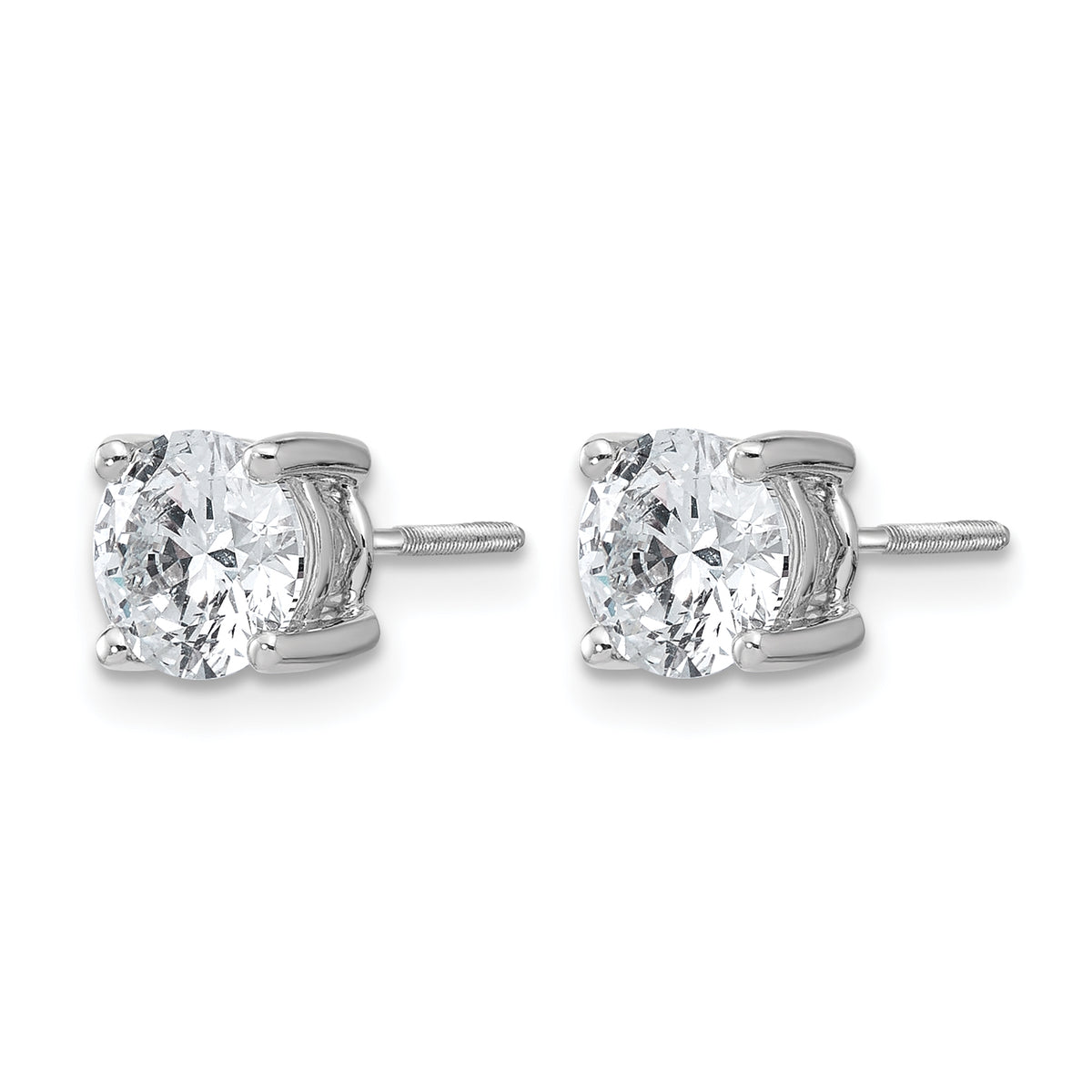 Round Lab Grown Diamond 4-Prong Studs with Screw Backs - 14k White Gold / 2 ctw. / VS+ F+